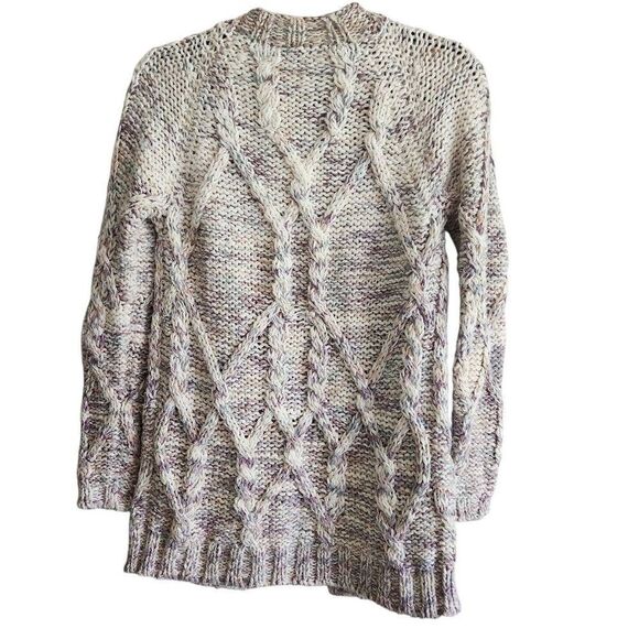 Faherty Sweater Cardigan Womens Small Chunky Cable Knit Open Front - Picture 2 of 5